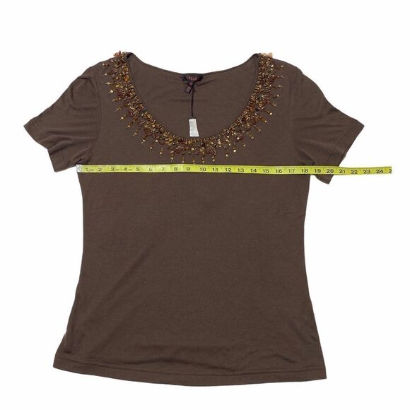 ESCADA Brown Beaded Sequined Beaded Blouse 42 Nwt - Picture 6 of 13